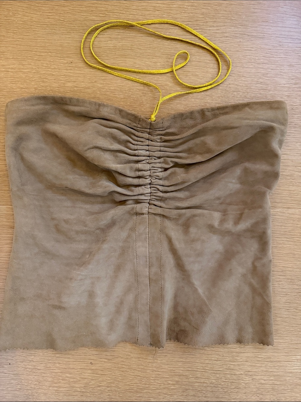 Diesel Y2K Suede Leather Halter Ruched Cropped Tube Top Festival Western Boho S